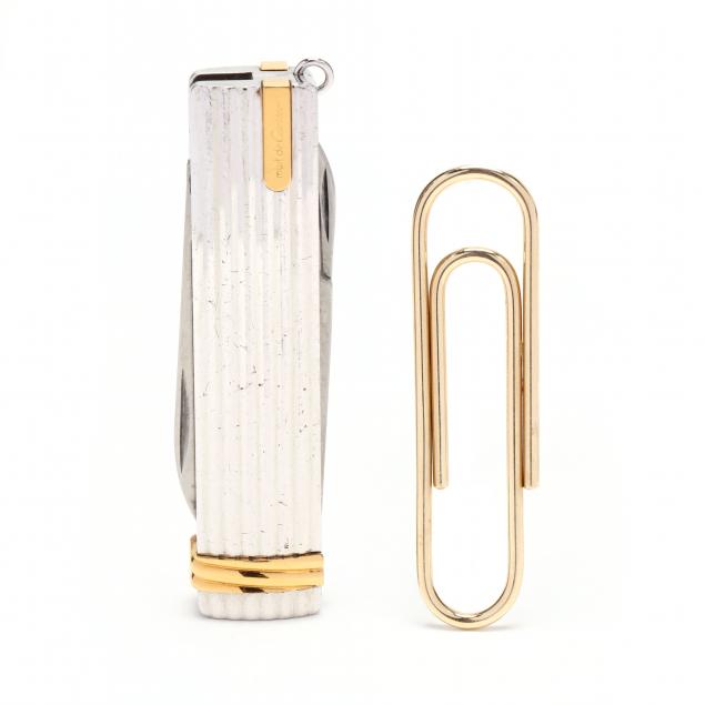 a-cartier-pocket-knife-and-a-14kt-gold-tiffany-co-paper-clip