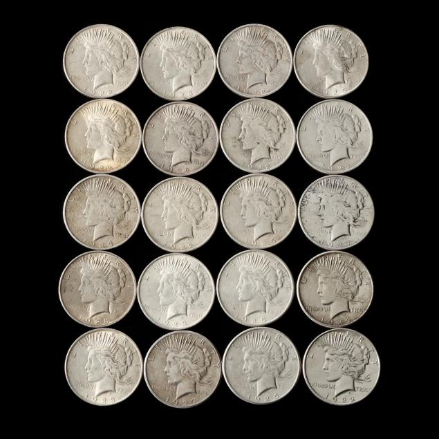 mixed-roll-of-twenty-20-circulated-peace-dollars