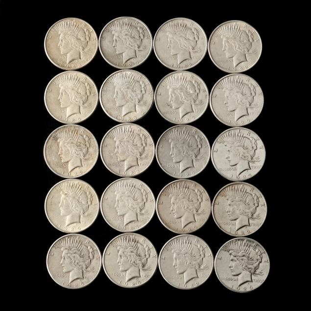 roll-of-twenty-20-circulated-peace-silver-dollars