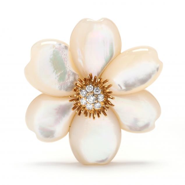 gold-mother-of-pearl-and-diamond-flower-motif-brooch