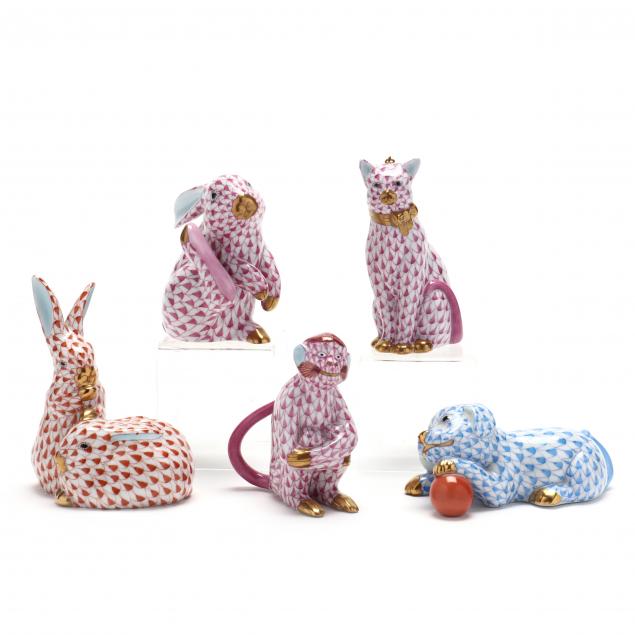 five-herend-porcelain-animals