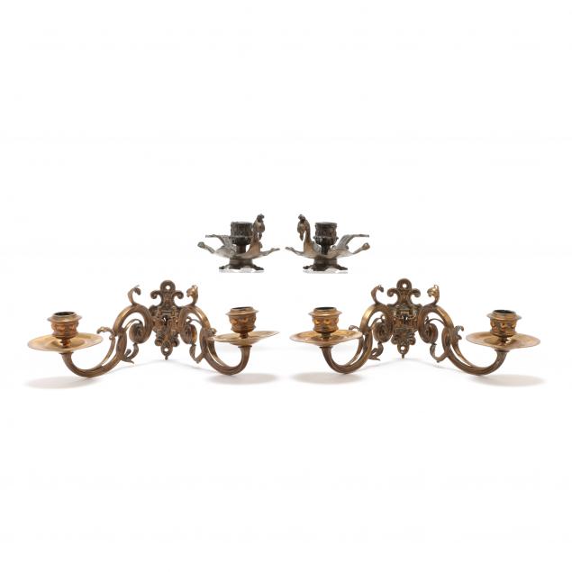 pair-of-italian-brass-chambersticks-and-wall-sconces