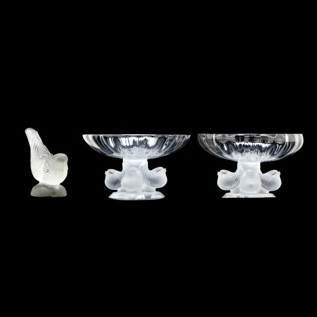 lalique-pair-of-crystal-bird-compotes-and-figure