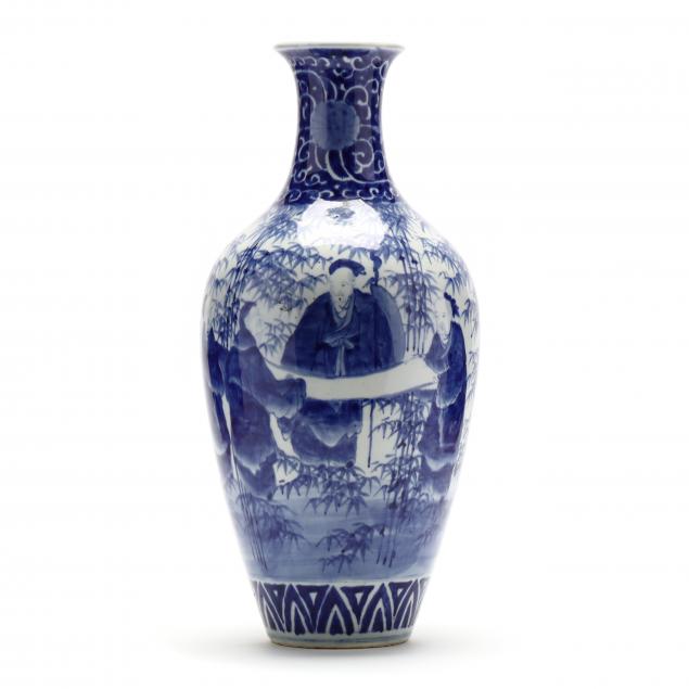 a-chinese-porcelain-blue-and-white-vase-with-sages-in-bamboo-grove