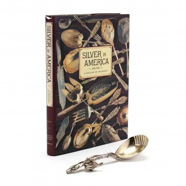 an-antique-american-sterling-silver-i-pineapple-i-spoon-and-associated-book