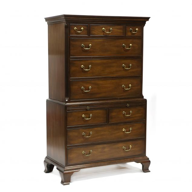 kittinger-chippendale-style-mahogany-chest-on-chest