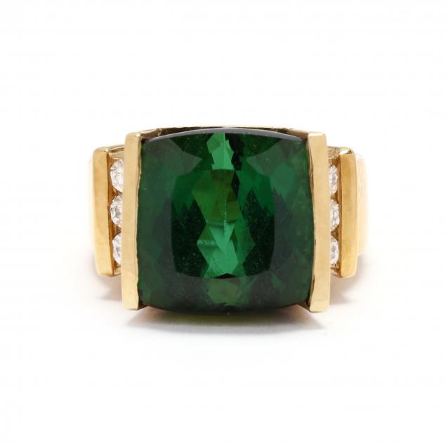 gold-green-tourmaline-and-diamond-ring-signed