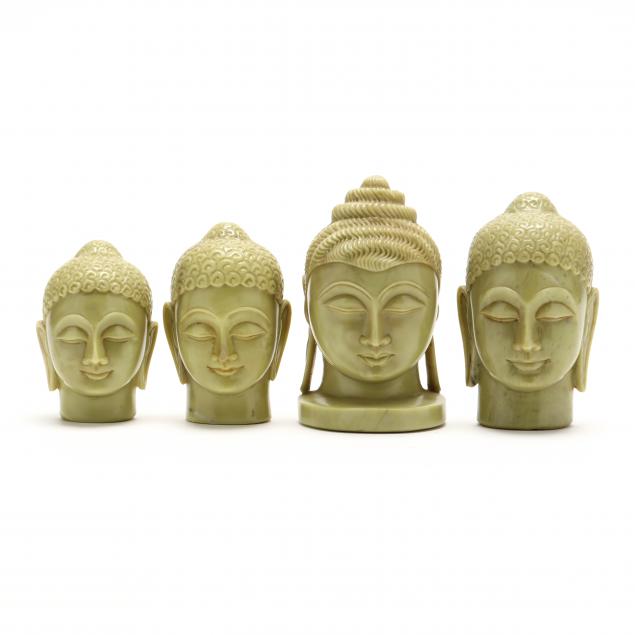 four-carved-hardstone-buddha-heads