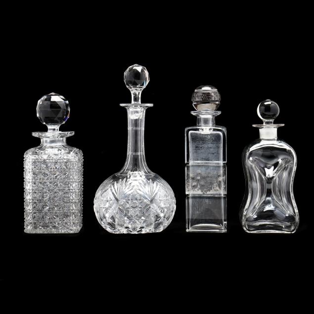 four-vintage-glass-decanters