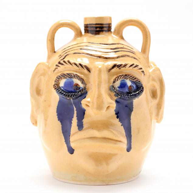 janus-face-jug-billy-ray-hussey-bennett-nc-b-1955-i-the-good-with-the-bad-i