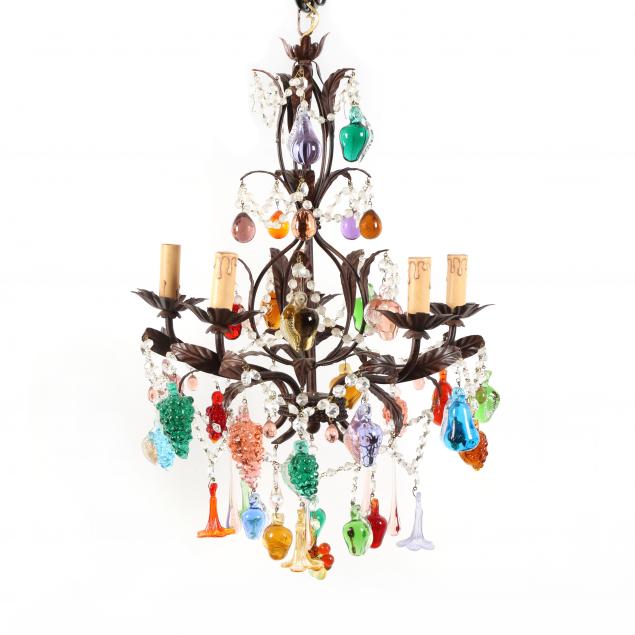 murano-five-arm-chandelier-with-blown-glass-fruit-pendants