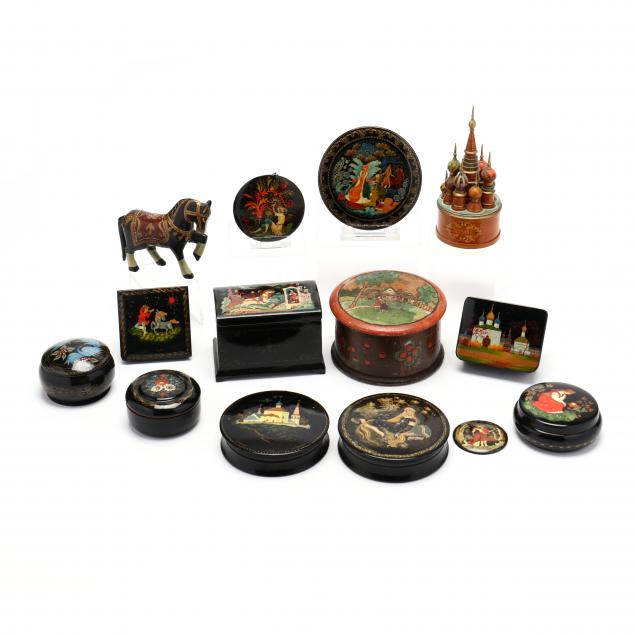 collection-of-thirteen-pieces-of-russian-lacquerware