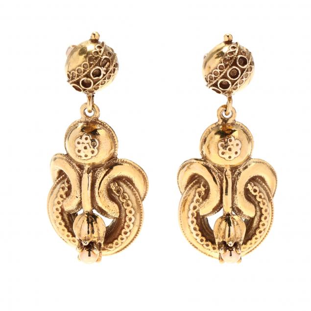 pair-of-gold-serpent-motif-earrings