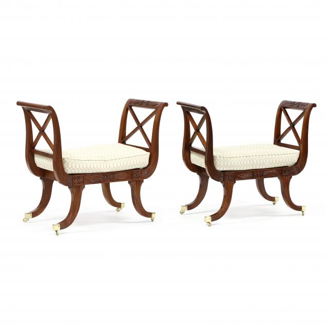 pair-of-regency-style-carved-mahogany-benches