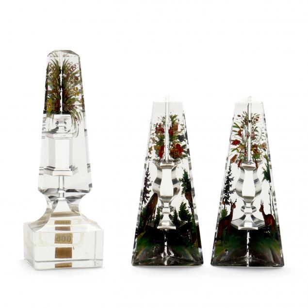 three-antique-reverse-painted-glass-obelisks