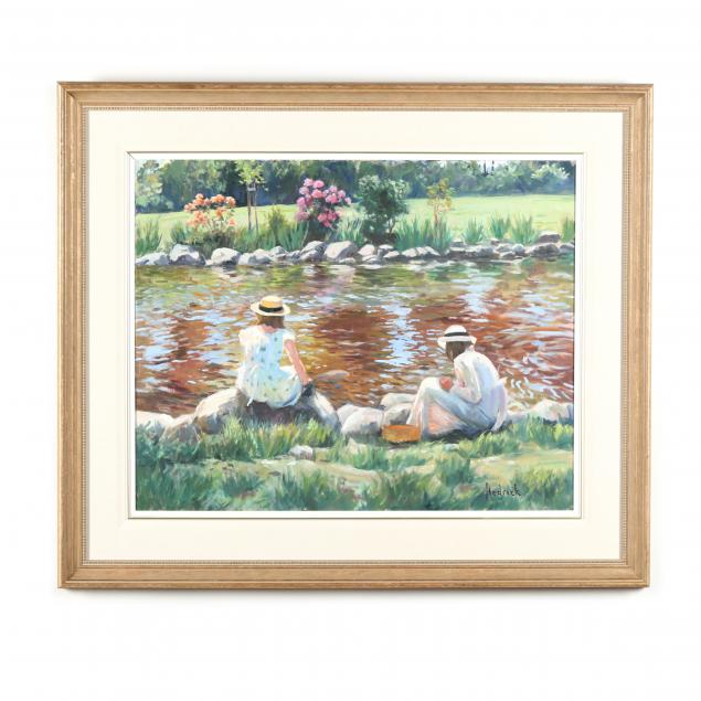 ron-hedrick-canadian-b-1947-i-sitting-by-the-pond-i