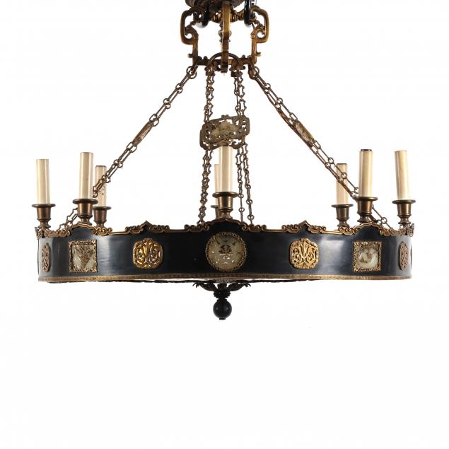 manner-of-edward-farmer-chinese-brass-and-hardstone-chandelier