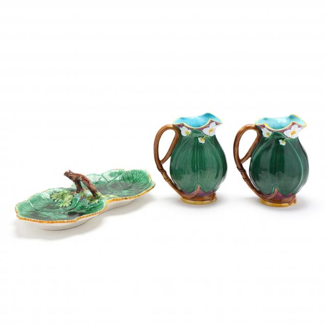 three-pieces-mottahedeh-water-lily-majolica