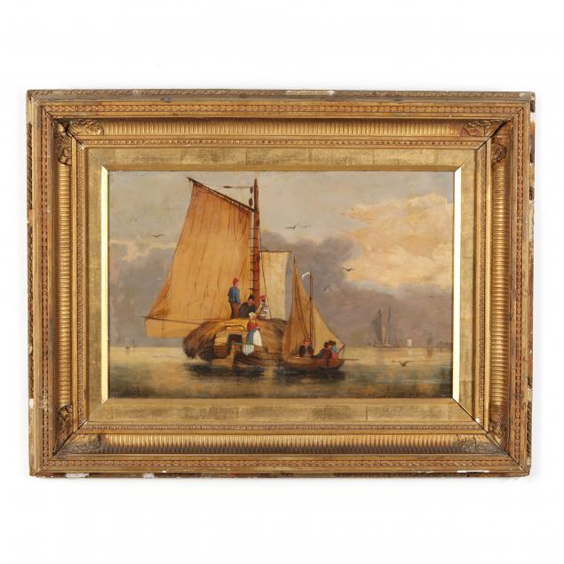 antique-continental-school-maritime-painting
