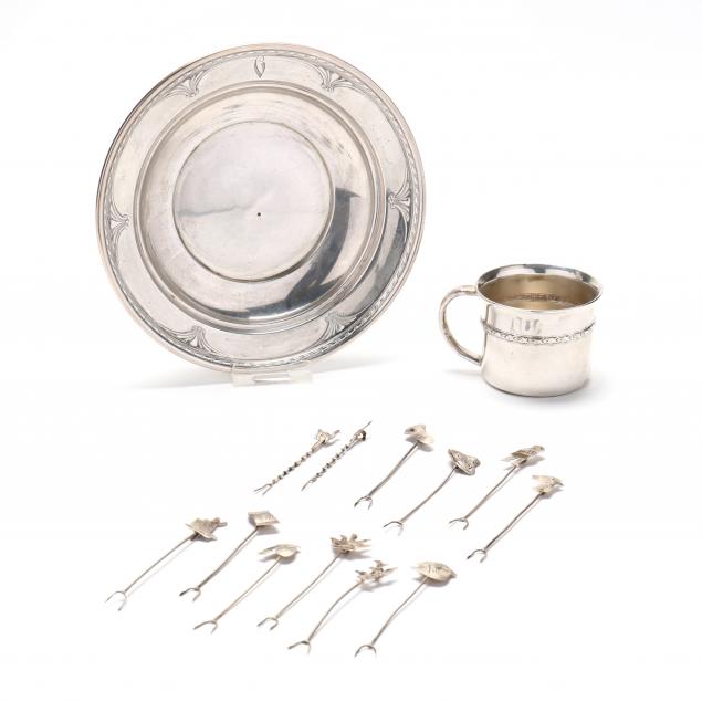a-sterling-silver-dish-mug-and-twelve-hors-d-oeuvre-picks