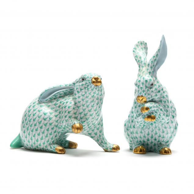 two-herend-porcelain-rabbits