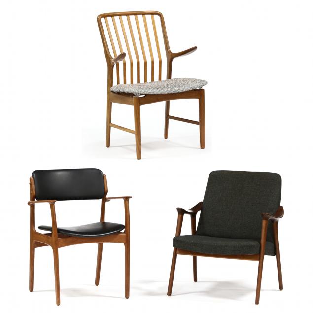 three-mid-century-danish-teak-armchairs