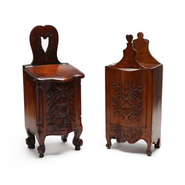 two-antique-french-carved-walnut-candle-boxes