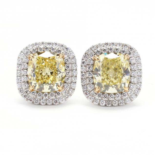Platinum Gold Fancy Yellow Diamond and Diamond Soleste Earrings Tiffany Co. Lot 52 The Signature Winter AuctionDec 4 2021 9 00am