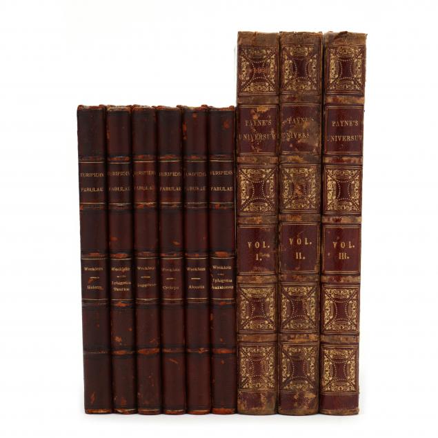 two-19th-century-book-sets-one-of-historical-engravings-and-the-second-of-greek-plays