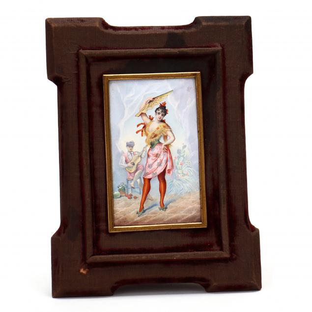 antique-continental-enamel-plaque-of-a-dancer