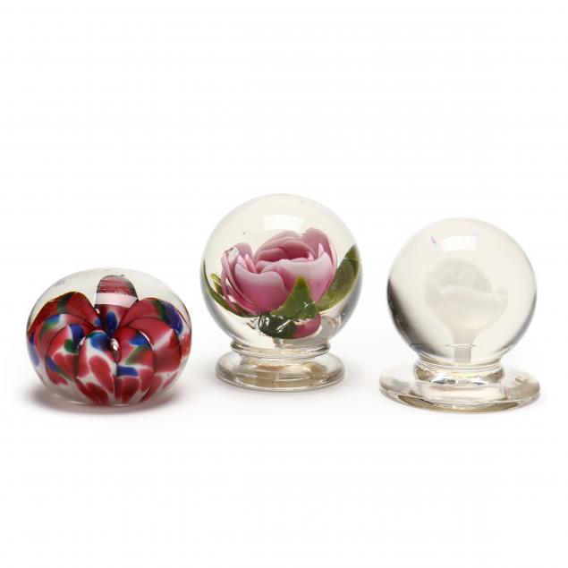 attributed-to-millville-three-antique-glass-paperweights