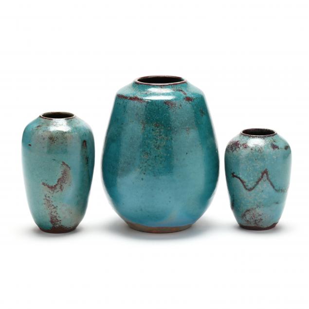 three-jugtown-pottery-vases-nc
