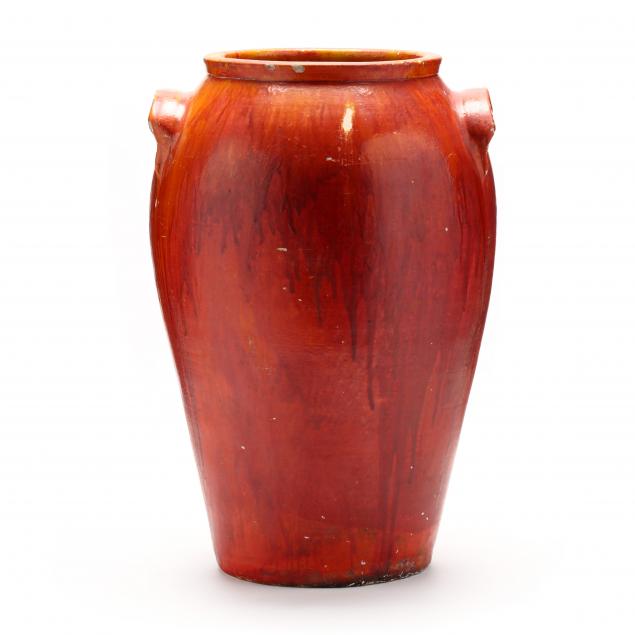 chrome-red-floor-vase-attributed-j-b-cole-pottery-montgomery-county-nc