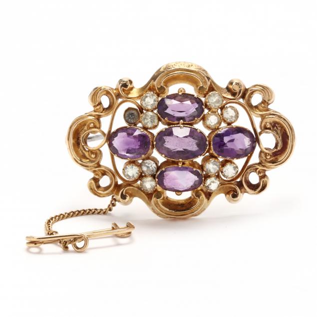 antique-gold-and-amethyst-brooch