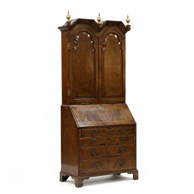 queen-anne-style-inlaid-mahogany-bureau-bookcase