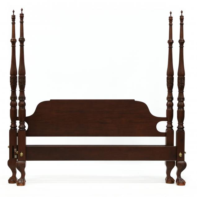 chippendale-style-king-size-carved-mahogany-tall-post-bed
