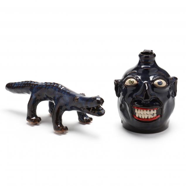 face-jug-and-alligator-figural-stacy-lambert-nc
