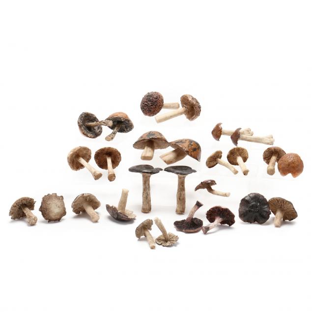 a-grouping-of-twenty-seven-decorative-mushroom-sculptures