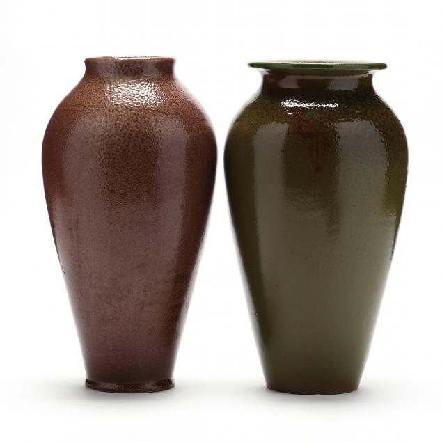 two-vases-attributed-auman-pottery-1922-1937-seagrove-nc