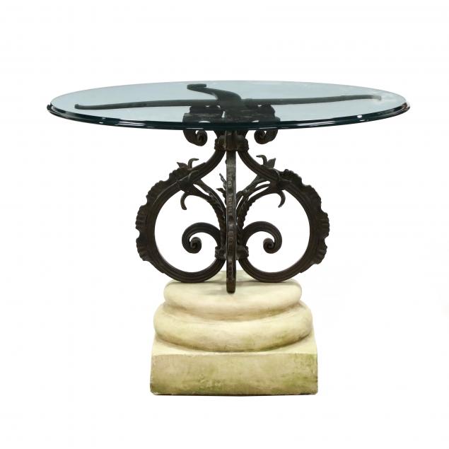 michael-taylor-continental-style-iron-and-stone-pedestal-table