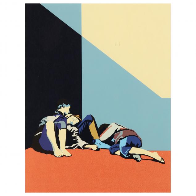 modernist-screenprint-of-figures-reclining
