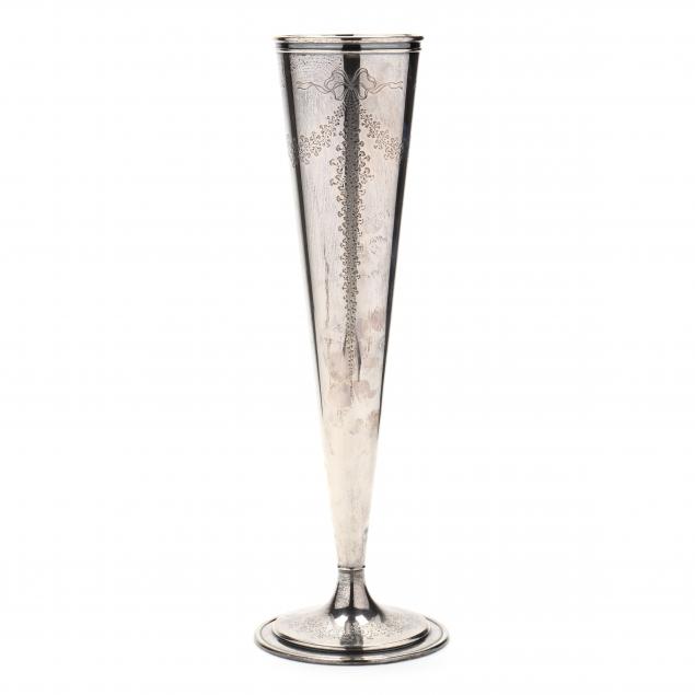an-antique-sterling-silver-tall-trumpet-vase
