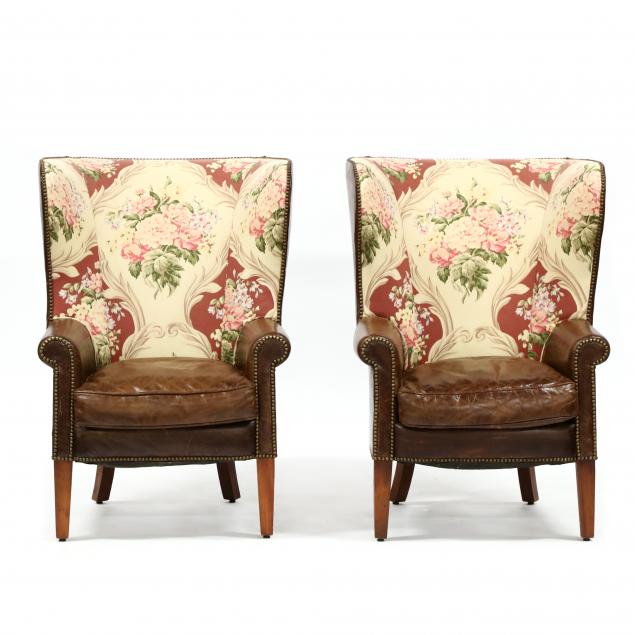 henredon-pair-of-leather-upholstered-barrel-back-easy-chairs