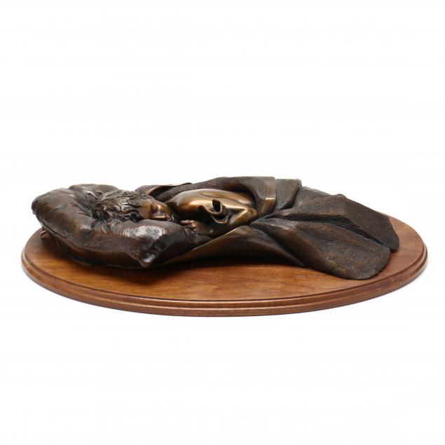 dale-claude-lamphere-american-b-1947-bronze-relief-sculpture-of-a-sleeping-child