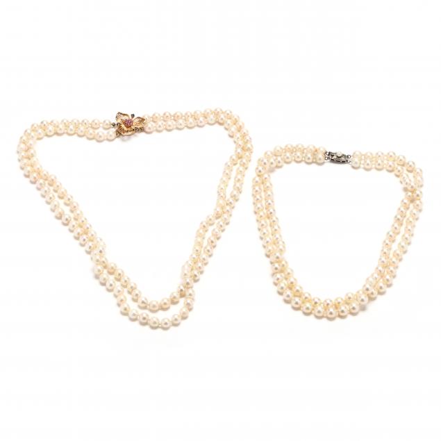 two-double-strand-pearl-necklaces