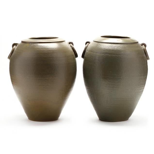 pair-of-small-floor-urns-attributed-j-b-cole-pottery-montgomery-county-nc