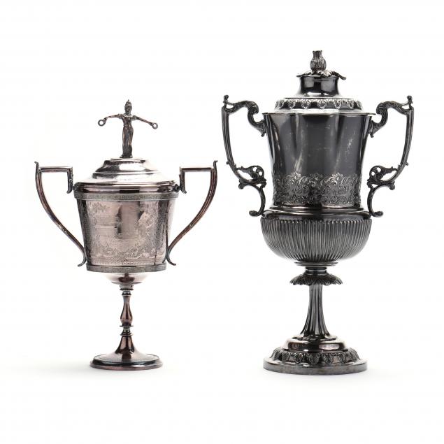 two-victorian-trophy-form-silverplate-urns