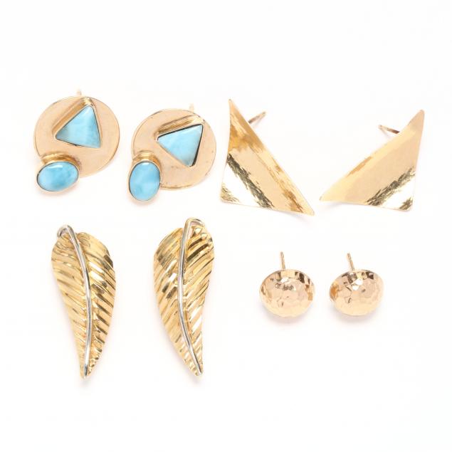 four-pairs-of-gold-earrings