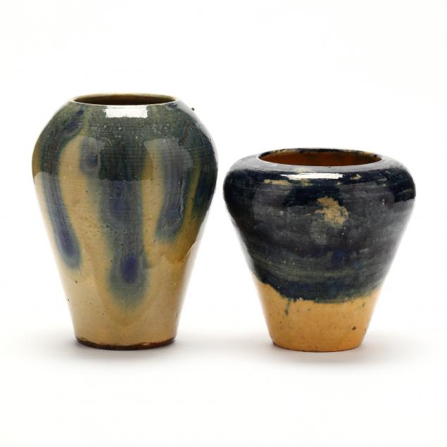 two-vases-attributed-auman-pottery-1922-1937-seagrove-nc