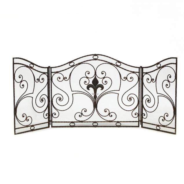 tri-panel-iron-fireplace-screen